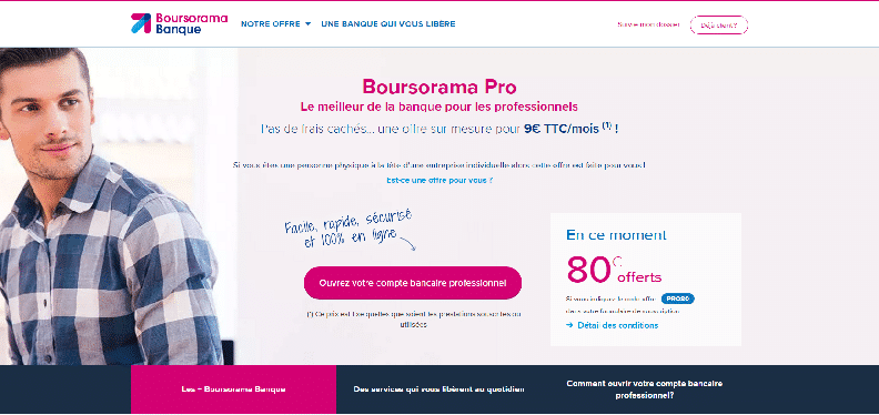 Boursorama Pro compte pro banque en ligne néobanque