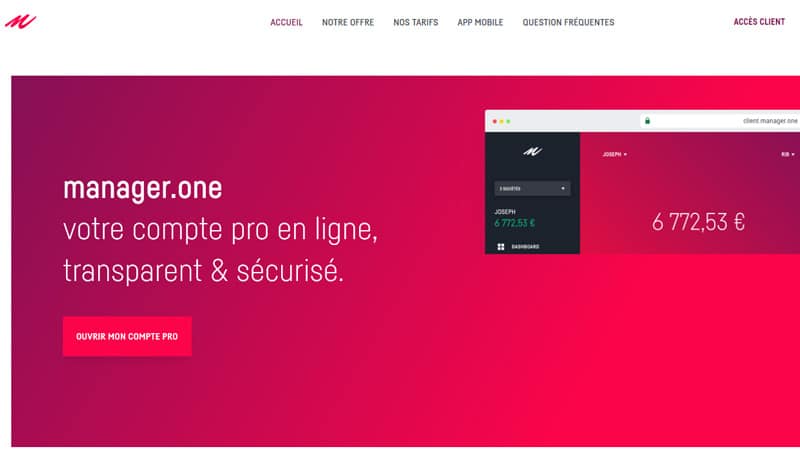 Compte pro en ligne avec Manager One