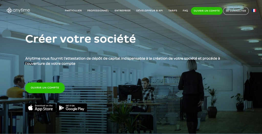 Anytime : dépôt de capital et attestation en ligne