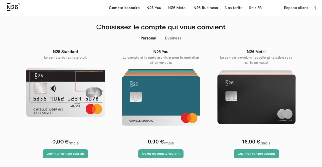 Les offres N26 pour particulier