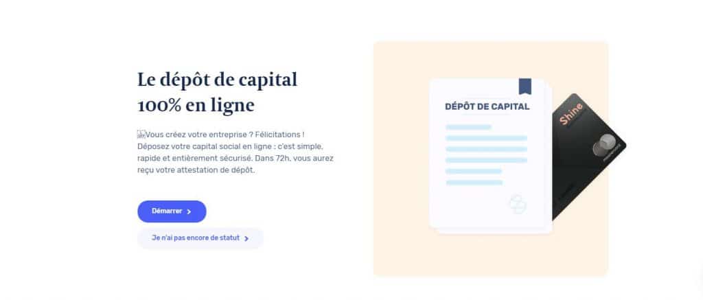 Shine : Le dépot de capital social