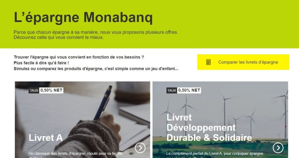Monabanq : Les livrets d'épargne