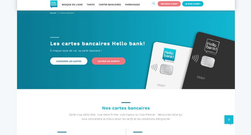 Hello Bank : Les cartes bancaires proposées