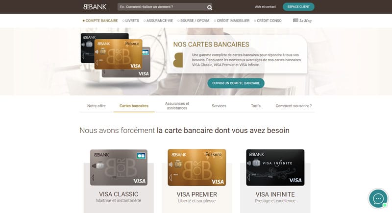 Les cartes bancaires proposées