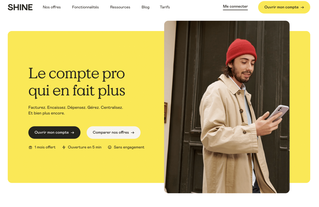 Shine compte pro en ligne