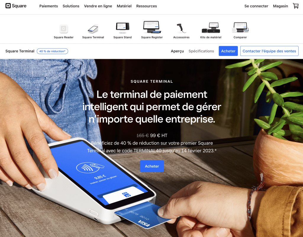 Square terminal de paiement