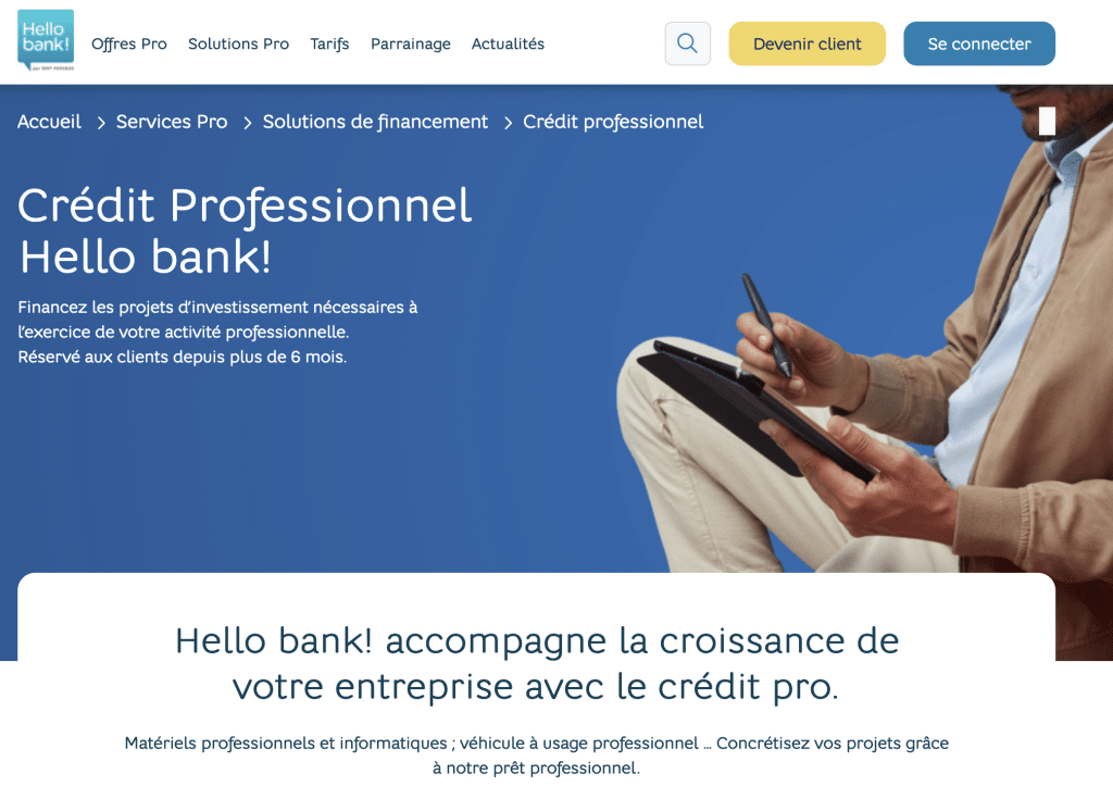 Hello bank! crédit professionnel