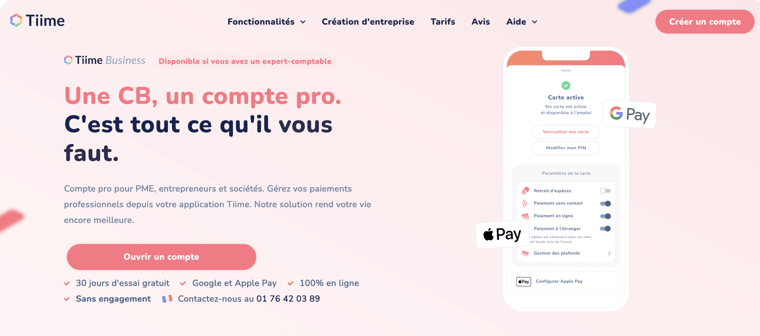 Tiime compte pro en ligne